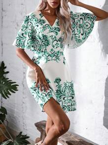 SHEIN LUNE Đầm Bộ lạc Boho - màu xanh lá - Xem 1