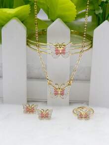 5入組女孩蝴蝶裝飾時尚首飾套裝適用於禮品 - 彩色 - 查看 2