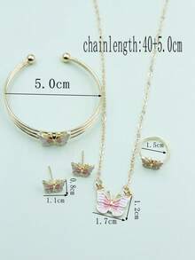 5入組女孩蝴蝶裝飾時尚首飾套裝適用於禮品 - 彩色 - 查看 3