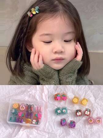 12入組女孩草莓和葡萄裝飾可愛髮爪適用於頭髮裝飾用品