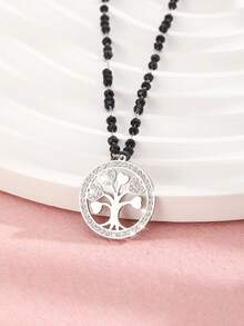 1pc Kids Rhinestone Decor Tree Charm Exquisite Necklace For Daily Decoration