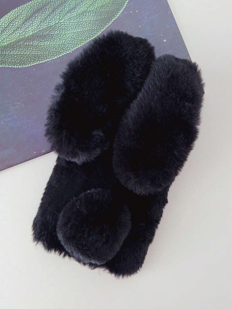 1 pieza Funda de teléfono de peluche de conejo elegante y atractiva, regalo ideal para parejas o hermanas compatible con Apple, Oppo, Vivo, Redmi - Negro - Ver 1