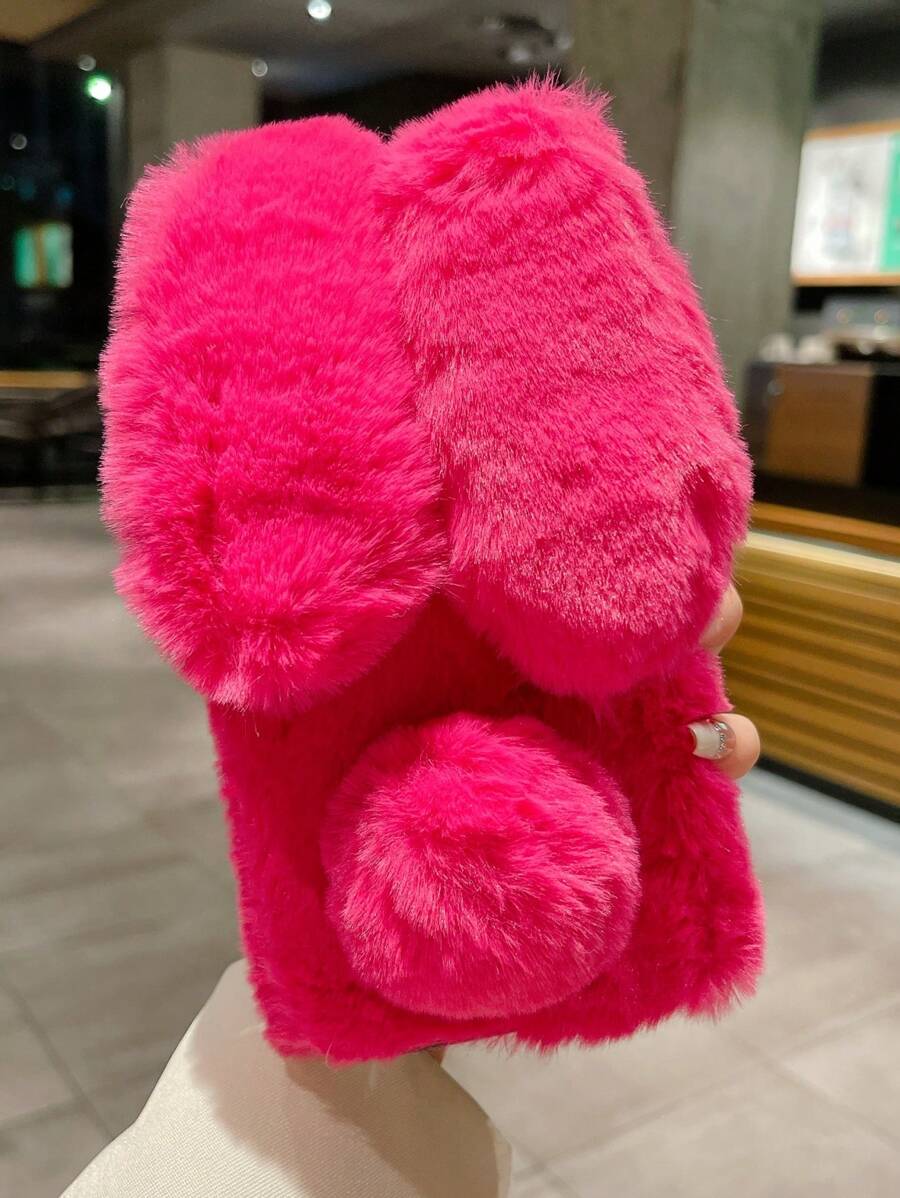 1pc Cute And Rabbit Or Vacation-Themed Plush Phone Case Compatible With Apple/Compatible With Samsung/Compatible With Huawei/Compatible With Oppo/Compatible With Xiaomi/Compatible With Redmi, A Perfect Gift For Sisters - Hot Pink - View 1
