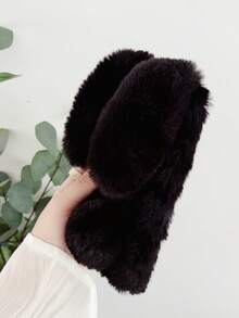 1 pieza Funda de teléfono de peluche de conejo elegante y atractiva, regalo ideal para parejas o hermanas compatible con Apple, Oppo, Vivo, Redmi - Negro - Ver 4