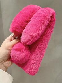 1pc Cute And Rabbit Or Vacation-Themed Plush Phone Case Compatible With Apple/Compatible With Samsung/Compatible With Huawei/Compatible With Oppo/Compatible With Xiaomi/Compatible With Redmi, A Perfect Gift For Sisters - Hot Pink - View 4
