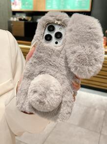 1 chiếc ốp lưng hình thỏ dễ thương/thỏ đi nghỉ mát bằng vải nhung, tương thích với Apple///Oppo//Redmi. Món quà tuyệt vời cho các cặp đôi/chị em gái. Phiên bản quốc tế, không phải phiên bản nội địa. - Màu Xám nhạt - Xem 4