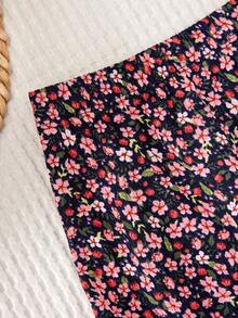 青少年女孩碎花荷葉邊半身裙