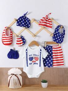 SHEIN Baby Amerikanisch Muster, Body mit & Shorts mit