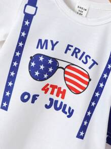 SHEIN Baby Amerikanisch Muster, Body mit & Shorts mit