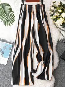 SHEIN Clasi Quần Plus Size Dải chun Sọc Giải trí - Nhiều màu - Xem 2