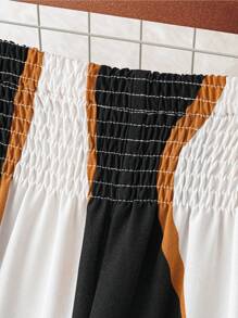 SHEIN Clasi Quần Plus Size Dải chun Sọc Giải trí - Nhiều màu - Xem 5