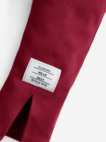 SHEIN Leap Crew Baby Letter Patched Tee & Split Hem Trousers - Burgundy - View 8