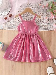 SHEIN Toddler Girls Solid Cami Dress - Pink - View 2