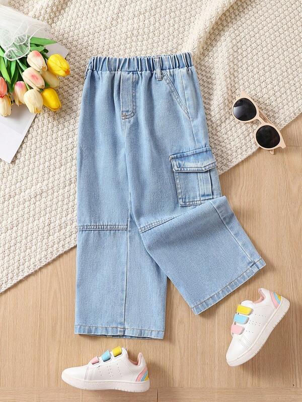 SHEIN Pantalon Cargo Pour Fille Avec Poche À Rabat Sur Le Côté