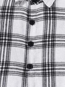 男嬰格紋印花襯衫和褲子套裝 - 黑與白 - 查看 7
