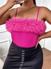 SHEIN BAE Áo hai dây Plus Size màu trơn Giải trí - Hồng - Xem 8