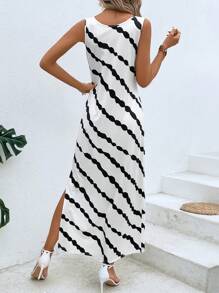 SHEIN LUNE Đầm Chia Cà vạt nhuộm Giải trí - trắng - Xem 2
