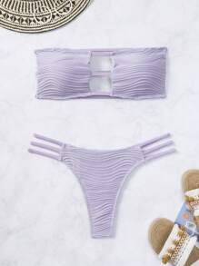 SHEIN Swim Costume da bagno bikini a fascia tinta unita