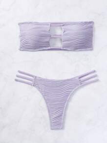 SHEIN Swim Costume da bagno bikini a fascia tinta unita