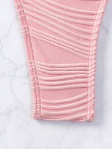 SHEIN Swim Bộ bikini Bandeau trơn bãi biển mùa hè Bộ hai mảnh màu hồngBộ hai mảnh bikini Vacation Bộ hai mảnh mùa hè - Hồng - Xem 5