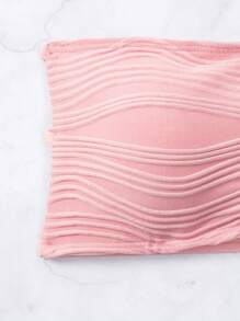 SHEIN Swim Bộ bikini Bandeau trơn bãi biển mùa hè Bộ hai mảnh màu hồngBộ hai mảnh bikini Vacation Bộ hai mảnh mùa hè - Hồng - Xem 7