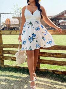 SHEIN Clasi Plus Floral Print Cami Dress - Multicolor - View 6