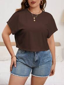 SHEIN Essnce Camiseta unicolor de manga murciélago