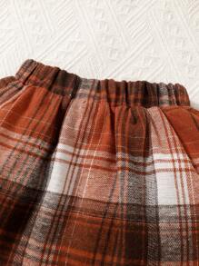 Baby Bow Front Tee & Plaid Print Skirt - Multicolor - View 6