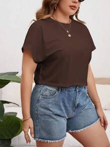 SHEIN Essnce Camiseta unicolor de manga murciélago