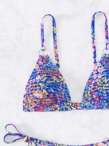 Bikini mit Blume Muster, Triangel seitlichem Band,