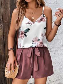 SHEIN LUNE Bộ đồ hai mảnh nữ Thắt lưng Hoa Boho - Nhiều màu - Xem 3