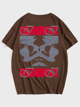 Pahlevi تي شيرت بطباعة أحرف للشباب