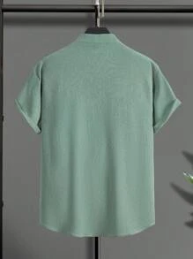 Manfinity Homme 寬鬆版型男士半扣釦恤衫 - 綠色 - 查看 2