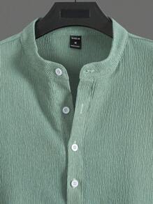 Manfinity Homme 寬鬆版型男士半扣釦恤衫 - 綠色 - 查看 4
