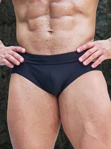 Manfinity Men Cut Out Waist Swim Brief Solid Racer Brief - Black - View 4