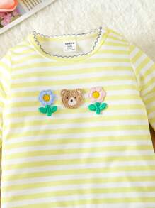 Baby Striped & Cartoon Graphic Jumpsuit - Multicolor - View 3