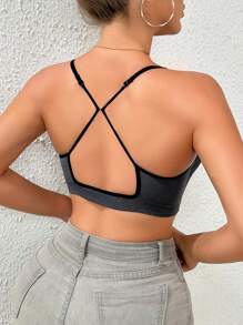 拼接漁網吊帶短上衣基本款上衣