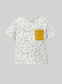 男嬰卡通圖案T恤和短褲和帽和包