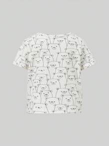 男嬰卡通圖案T恤和短褲和帽和包