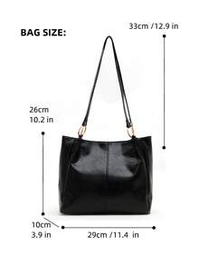 Fashionable Solid Colour Simple Square Shape Women's Shoulder Bag - Black - View 4