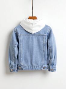 Toddler Boy Denim Jackets & Áo Khoác Túi Nút phía trước màu trơn Giải trí - Rửa nhẹ - Xem 2