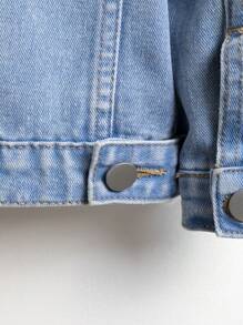 Toddler Boy Denim Jackets & Áo Khoác Túi Nút phía trước màu trơn Giải trí - Rửa nhẹ - Xem 3