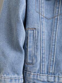 Toddler Boy Denim Jackets & Áo Khoác Túi Nút phía trước màu trơn Giải trí - Rửa nhẹ - Xem 5