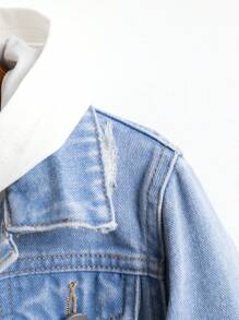 Toddler Boy Denim Jackets & Áo Khoác Túi Nút phía trước màu trơn Giải trí - Rửa nhẹ - Xem 8