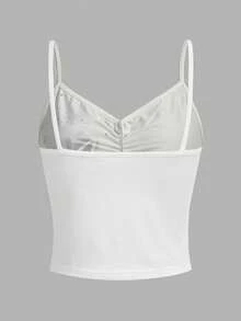 ROMWE Grunge Punk 星星印花褶邊吊帶上衣 - 白色 - 查看 2