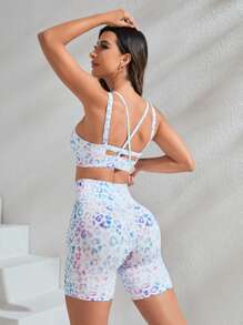 Yoga Trendy Set bộ đồ thể thao Hội Chữ thập Cắt ra In hoa Báo - Nhiều màu - Xem 2