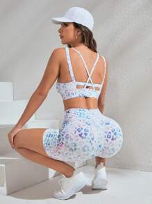 Yoga Trendy Set bộ đồ thể thao Hội Chữ thập Cắt ra In hoa Báo - Nhiều màu - Xem 6