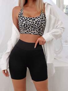 豹紋印花比基尼泳裝上衣 - 彩色 - 查看 2