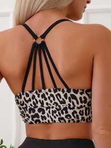 豹紋印花比基尼泳裝上衣 - 彩色 - 查看 1