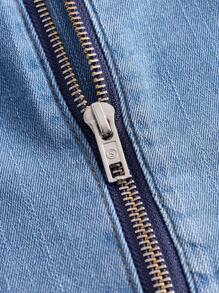 SHEIN ICON 大碼前紐扣牛仔吊帶上衣 - 中等水洗藍 - 查看 3